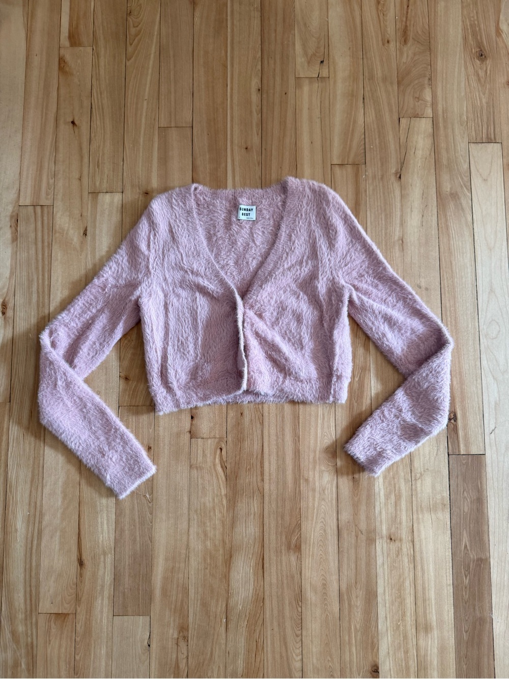 Sunday Best Blush Pink Cropped Fuzzy Cardigan